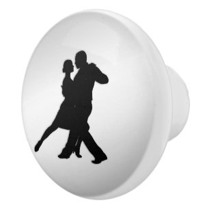 Bouton De Porte En Céramique Silhouette de danseurs de Tango 2 Argent