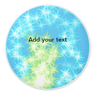 Bouton De Porte En Céramique Simple ciel bleu paillettes scintillement étoiles