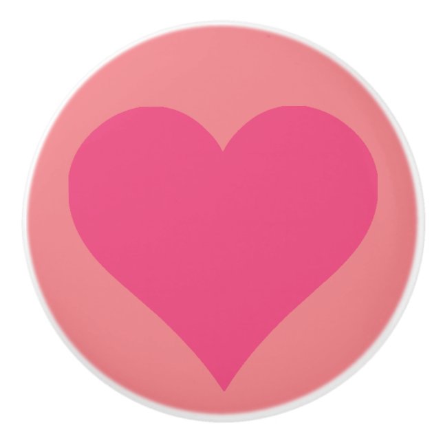 Bouton De Porte En Céramique Simple Coeur rose sur Arrière - plan rose céramiqu (Devant)