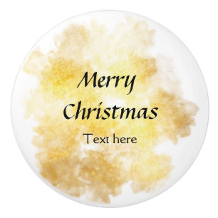 Bouton De Porte En Céramique Simple doré ajoutez votre texte joyeux Noël person