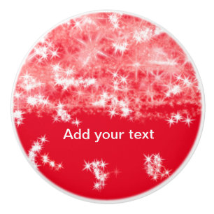 Bouton De Porte En Céramique Simple étoiles scintillantes en paillettes rouges 