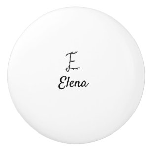 Bouton De Porte En Céramique Simple lettrage monogramme noir minimal E ajouter