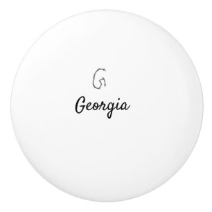 Bouton De Porte En Céramique Simple lettrage monogramme noir minimal G ajouter