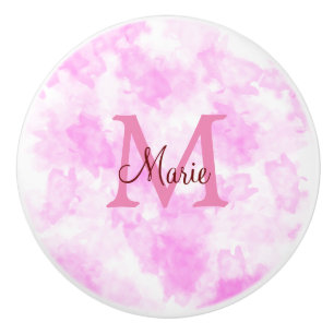 Bouton De Porte En Céramique simple minimal ajouter nom monogramme rose rouge j