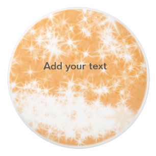 Bouton De Porte En Céramique Simple orange glitter sparkle stars add your text
