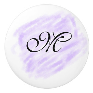 Bouton De Porte En Céramique simples éclaboussures d'aquarelle violette pastel