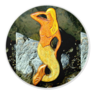 Bouton De Porte En Céramique sirène blonde de surveillance