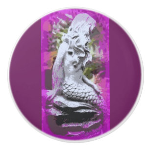 Bouton De Porte En Céramique sirène mauve
