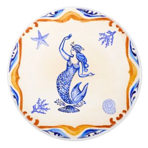 Bouton De Porte En Céramique Sirène méditerranéenne