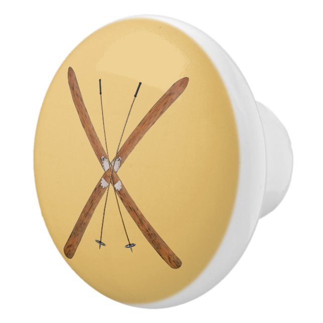 Bouton De Porte En Céramique Skis De Fond Et Polonais (Droite)