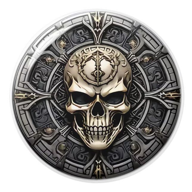 Bouton De Porte En Céramique Skull Shield Design Gothic (Devant)