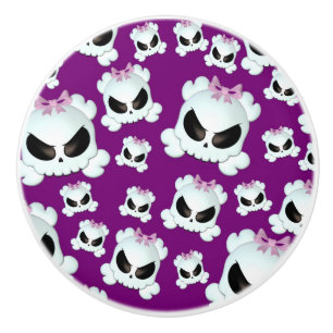 Bouton De Porte En Céramique Skullz Girly
