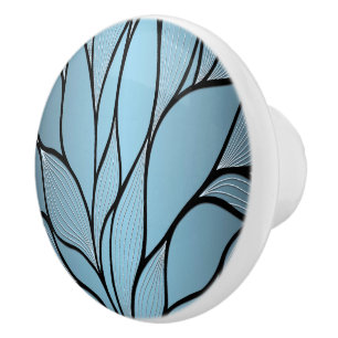 Bouton De Porte En Céramique Sky Blue Hues Creative Leave Motif
