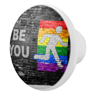 Bouton De Porte En Céramique SlipperyJoe's Be You black brick wall walk figu