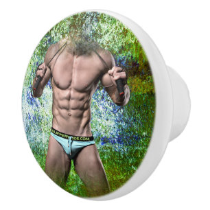 Bouton De Porte En Céramique SlipperyJoe's blanc musculaire sexy homme speedo n