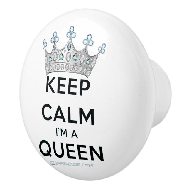 Bouton De Porte En Céramique SlipperyJoe's Keep Calm Queen couronne joyaux a (Droite)