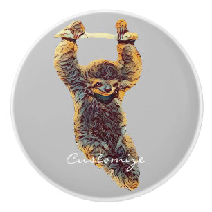 Bouton De Porte En Céramique Sloth Hanging Out Thunder_Cove