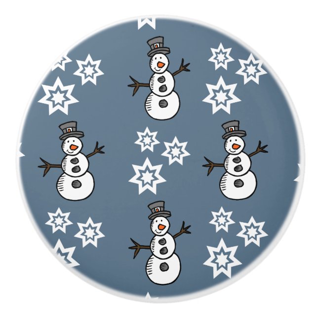 Bouton De Porte En Céramique Snowman (Devant)