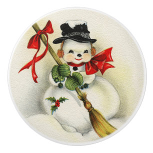 Bouton De Porte En Céramique Snowman 001
