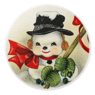 Bouton De Porte En Céramique Snowman 004