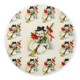 Bouton De Porte En Céramique Snowman 009