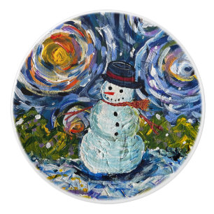 Bouton De Porte En Céramique Snowman Knoth Pull