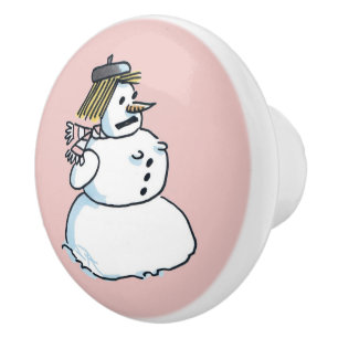 Bouton De Porte En Céramique Snowwoman bouton en céramique rose