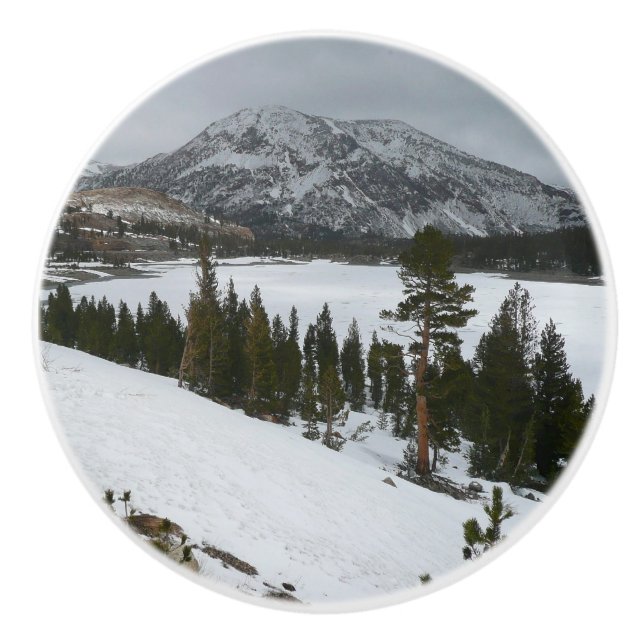 Bouton De Porte En Céramique Snowy Ellery Lake California Paysage hivernal (Devant)