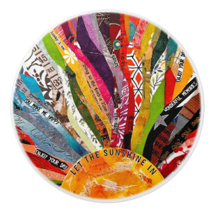 Bouton De Porte En Céramique Soleil en techniques mixtes