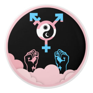 Bouton De Porte En Céramique Soleil et Lune de Pouvoir et d'Équilibre Symbole T