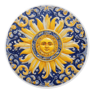 Bouton De Porte En Céramique Soleil méditerranéen