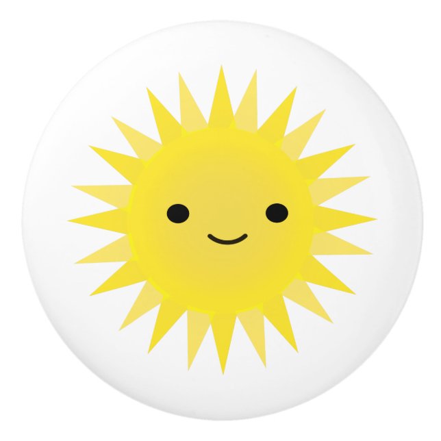 Bouton De Porte En Céramique Soleil souriant Cute Kawaii