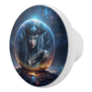 Bouton De Porte En Céramique Sorcière cosmique – Née de la sphère stellaire.