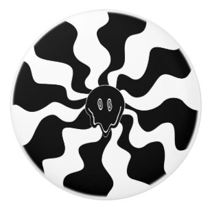 Bouton De Porte En Céramique Sourire qui fond - Noir et Blanc