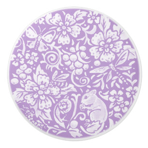 Bouton De Porte En Céramique Souris mauve de Wisteria Insectes Forêt Bois