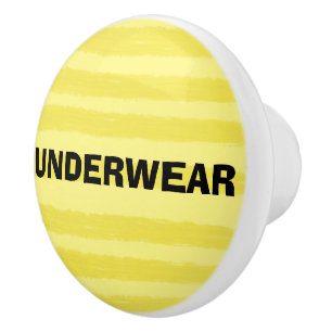 Bouton De Porte En Céramique Sous-vêtements Jaune Aquarelle Rayures Bouton en C