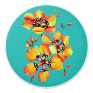 Bouton De Porte En Céramique Sparaxis Harlequin Grandiflora Cap Aquarelle