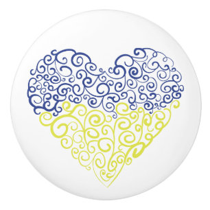 Bouton De Porte En Céramique Spiral tourbillons mehandi coeur drapeau ukrainien