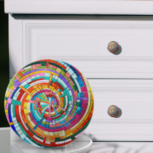 Bouton De Porte En Céramique Spirale de mosaïque colorée