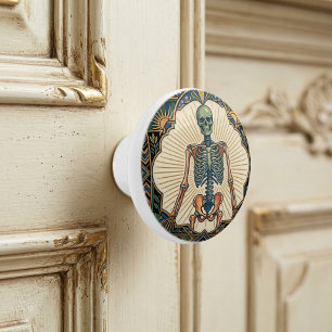 Bouton De Porte En Céramique Squelette humain anatomique Art Déco