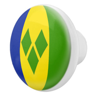 Bouton De Porte En Céramique St Vincent et le drapeau de saint de grenadines