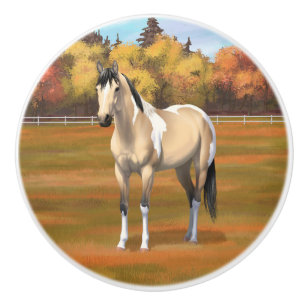 Bouton De Porte En Céramique Staillion Cheval Pinto Dun Paint Buckskin