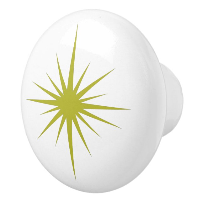 Bouton De Porte En Céramique Starburst atomique vert Avocado milieu du siècle (Droite)