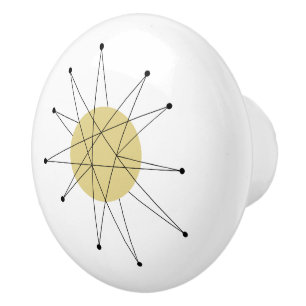 Bouton De Porte En Céramique Starburst franciscain jaune Mid Century Moderne