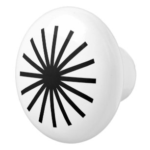 Bouton De Porte En Céramique Starburst Noir et Blanc