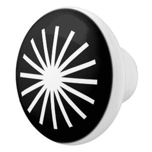 Bouton De Porte En Céramique Starburst Noir et Blanc
