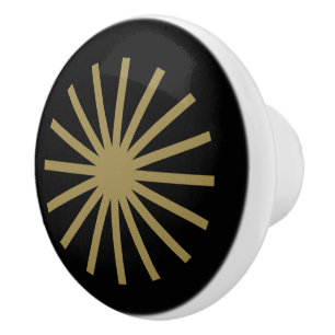 Bouton De Porte En Céramique Starburst Noir et Or