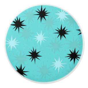 Bouton De Porte En Céramique Starbursts Turquoise atomique Ceramic Knob