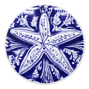 Bouton De Porte En Céramique Starfish Blue and White Sea Star Ocean Beach House