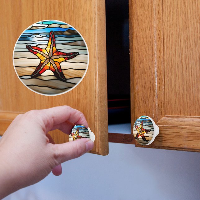Bouton De Porte En Céramique Starfish Faux Vitrail (Créateur téléchargé)